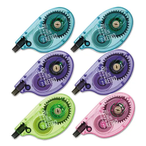 Mono Original Correction Tape, Asst Retrocolor Applicators, 1-6" X 394", 6-Box 1