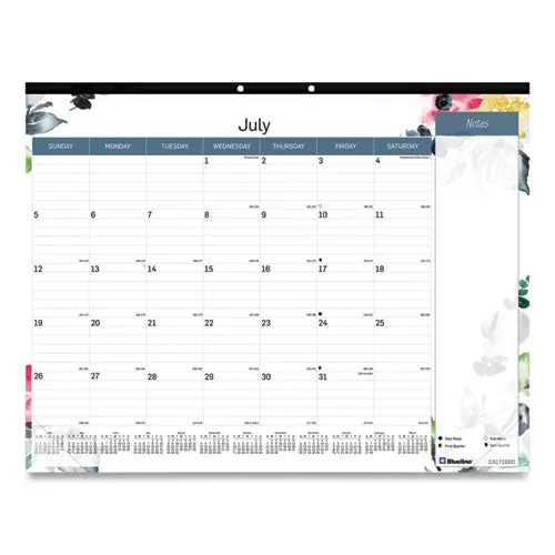 Monthly Desk Pad Calendar, 22 X 17, Floral, 2021-2022 1