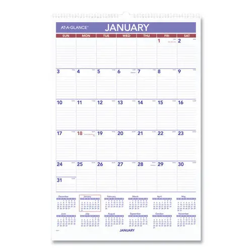 Monthly Wall Calendar With Ruled Daily Blocks, 15.5 X 22.75, White, 2021 1
