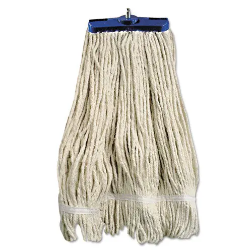 Mop Head, Lie-Flat Head, Cotton Fiber, 24Oz, White, 12-Carton 1