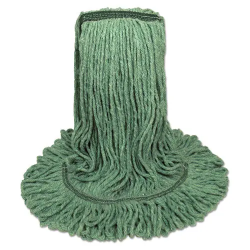 Mop Head, Premium Standard Head, Cotton-Rayon Fiber, Medium, Green 1
