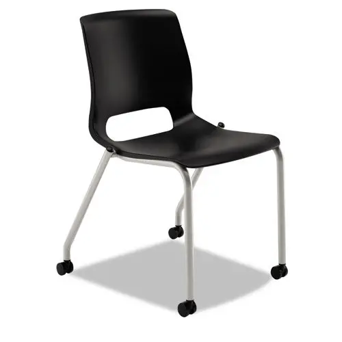Motivate Four-Leg Stacking Chair, Onyx Seat-Black Back, Platinum Base, 2-Carton 1
