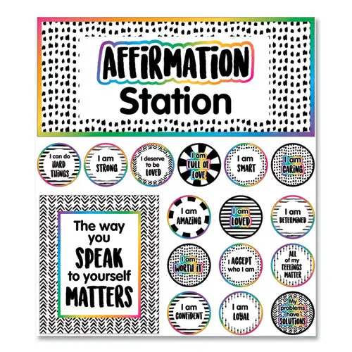 Motivational Bulletin Board Sets, Affirmation Station, Multicolor, 13.8 X 16, 32 Pieces 1