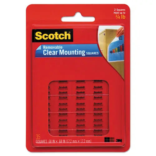 Mounting Squares, Precut, Removable, 11-16" X 11-16", Clear, 35-Pack 1