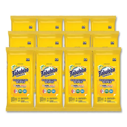 Multi Purpose Wipes, Lemon, 7 X 7, 24-Pack, 12 Packs-Carton 1