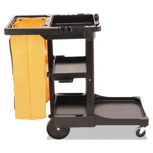 Multi-Shelf Cleaning Cart, Three-Shelf, 20W X 45D X 38.25H, Black 1