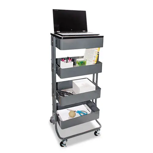 Multi-Use Storage Cart-Stand-Up Workstation, 15.25" X 11.25" X 39", Gray 1