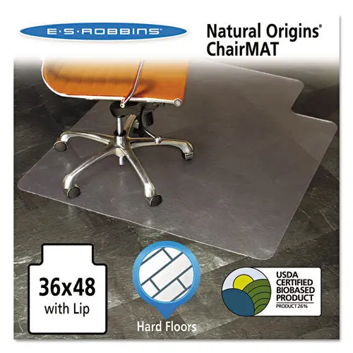 Natural Origins Chair Mat With Lip For Hard Floors, 36 X 48, Clear 1