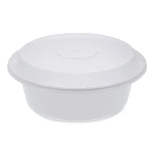 Newspring Versatainer Microwavable Containers, Round, 32 Oz, 7 X 7 X 2.75, White/Clear, Plastic, 150/Carton 1