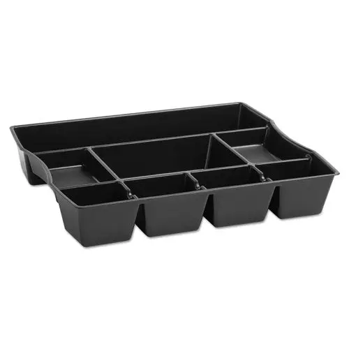 Nine-Compartment Deep Drawer Organizer, Plastic, 14 7-8 X 11 7-8 X 2 1-2, Black 1