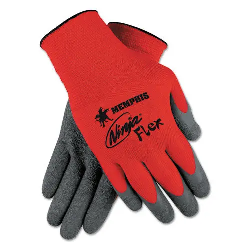 Ninja Flex Latex Coated Palm Gloves N9680l, Large, Red-Gray, 1 Dozen 1