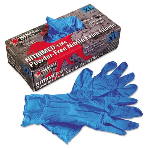 Nitri-Med Disposable Nitrile Gloves, Blue, X-Large, 100/Box 1
