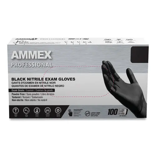 Nitrile Exam Gloves, Powder-Free, 3 Mil, Large, Black, 100/Box, 10 Boxes/Carton 1