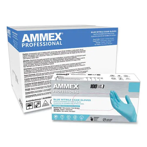 Nitrile Exam Gloves, Powder-Free, 3 Mil, Large, Light Blue, 100/Box, 10 Boxes/Carton 1