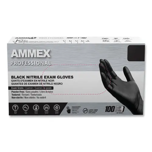Nitrile Exam Gloves, Powder-Free, 3 Mil, X-Large, Black, 100/Box, 10 Boxes/Carton 1