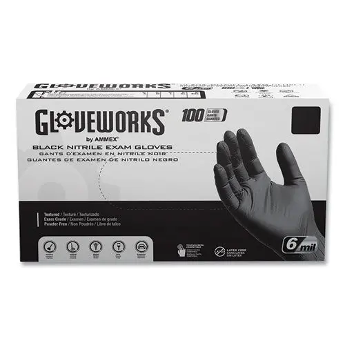 Nitrile Exam Gloves, Powder-Free, 6 Mil, Large, Black, 100 Gloves/Box, 10 Boxes/Carton 1