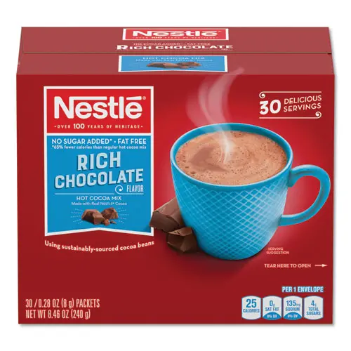 No-Sugar-Added Hot Cocoa Mix Envelopes, Rich Chocolate, 0.28 Oz Packet, 30-Box 1