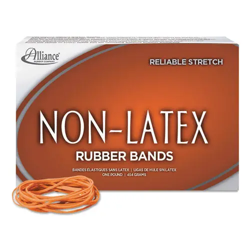 Non-Latex Rubber Bands, Size 19, 0.04" Gauge, Orange, 1 Lb Box, 1,440-Box 1