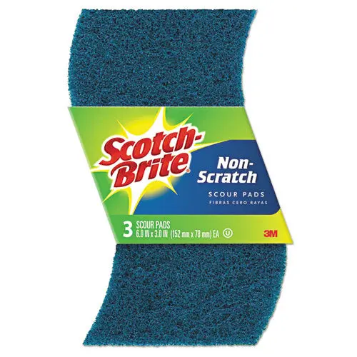 Non-Scratch Scour Pads, Size 3 X 6, Blue, 10-Carton 1