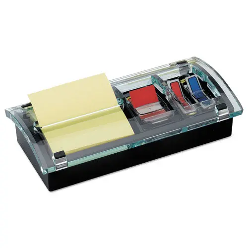 Note And Flag Dispenser, 3 X 3 Canary Notes And Assorted Flags, Black-Clear 1