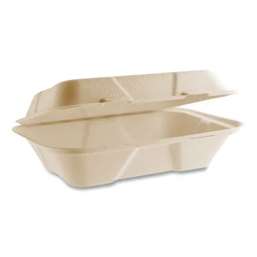 Nourish Molded Fiber Takeout Containers, 6.1 X 9 X 2.9, Natural, Sugarcane, 200/Carton 1