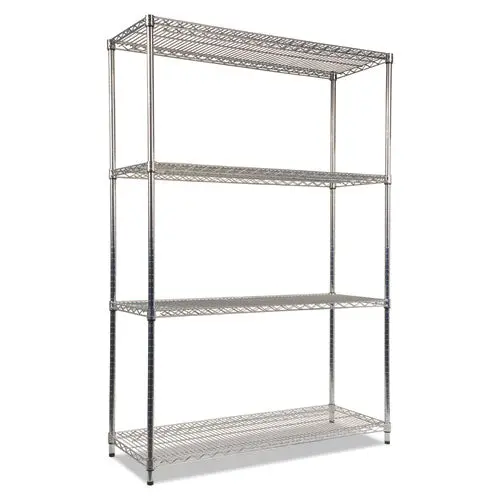 Nsf Certified Industrial 4-Shelf Wire Shelving Kit, 48W X 18D X 72H, Silver 1