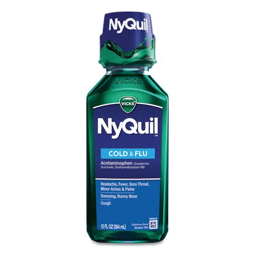 Nyquil Cold And Flu Nighttime Liquid, 12 Oz Bottle, 12-Carton 1