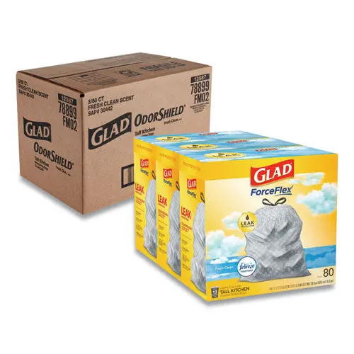 Odorshield Tall Kitchen Drawstring Bags, 13 Gal, 0.95 Mil, 24" X 27.38", White, 240-Carton 1