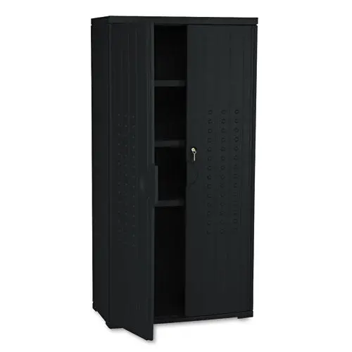 Officeworks Resin Storage Cabinet, 33W X 18D X 66H, Black 1