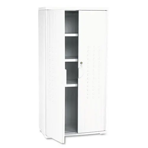Officeworks Resin Storage Cabinet, 33W X 18D X 66H, Platinum 1
