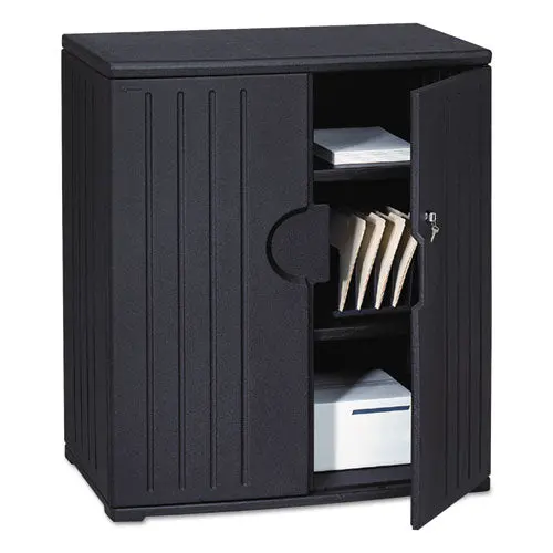 Officeworks Resin Storage Cabinet, 36W X 22D X 46H, Black 1