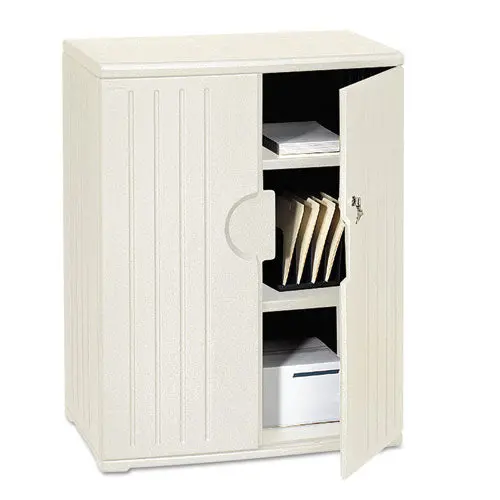 Officeworks Resin Storage Cabinet, 36W X 22D X 46H, Platinum 1