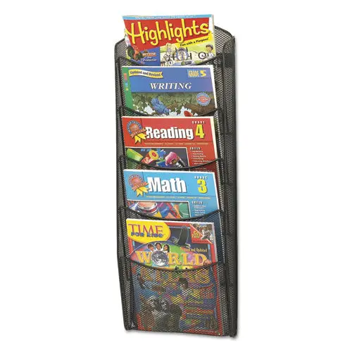 Onyx Mesh Literature Rack, Five Compartments, 10.25W X 3.5D X 28.33H, Black 1