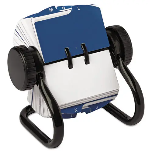 Open Rotary Card File Holds 250 1 3-4 X 3 1-4 Cards, Black 1