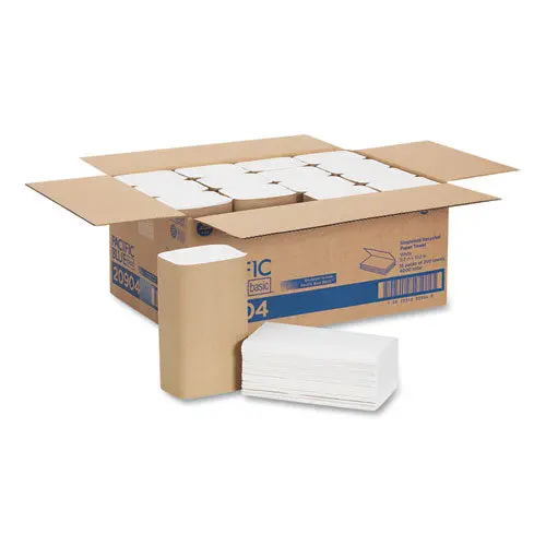 Pacific Blue Basic S-Fold Paper Towels, 10 1-4X9 1-4, White, 250-Pack, 16 Pk-Ct 1