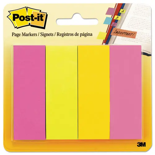Page Flag Markers, Assorted Brights, 50 Strips-Pad, 4 Pads-Pack 1