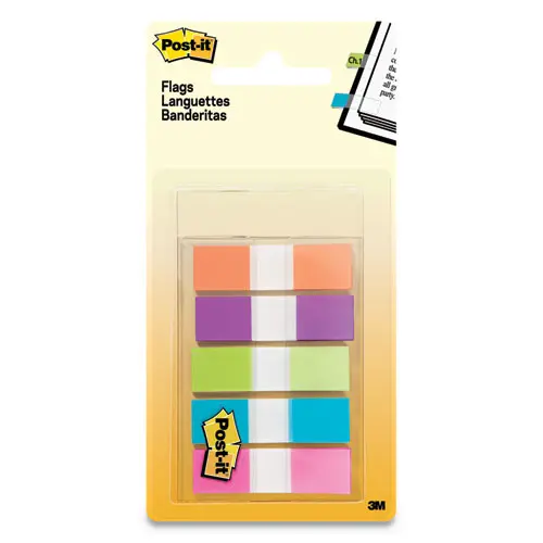 Page Flags In Portable Dispenser, Assorted Brights, 5 Dispensers, 20 Flags-Color 1
