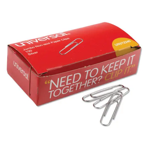 Paper Clips, Jumbo, Silver, 100 Clips-Box, 10 Boxes-Pack 1
