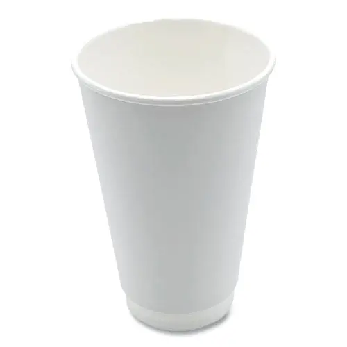 Paper Hot Cups, Double-Walled, 16 Oz, White, 25/Pack 1