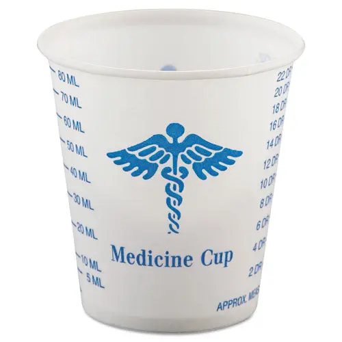 Paper Medical And Dental Graduated Cups, 3 Oz, White-Blue, 100-Bag, 50 Bags-Carton 1