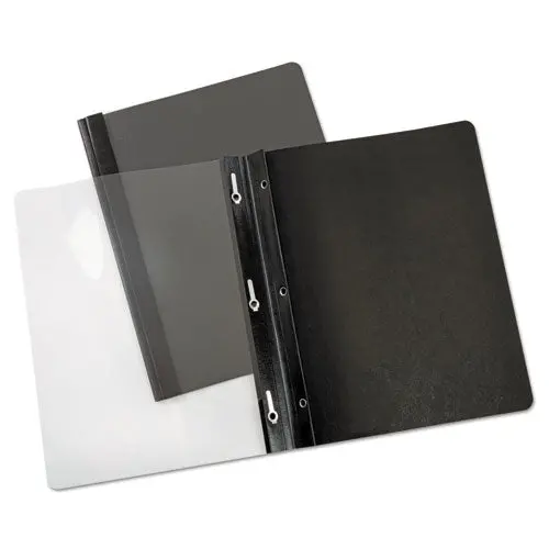 Paper Report Cover, Tang Clip, Letter, 1-2" Capacity, Clear-Black, 25-Box 1