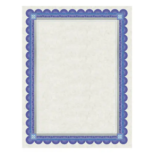 Parchment Certificates, Academic, Ivory With Blue And Silver-Foil Border, 8 1-2 X 11, 15-Pack 1