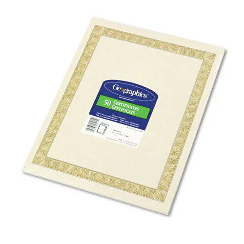 Parchment Paper Certificates, 8-1-2 X 11, Natural Diplomat Border, 50-Pack 1