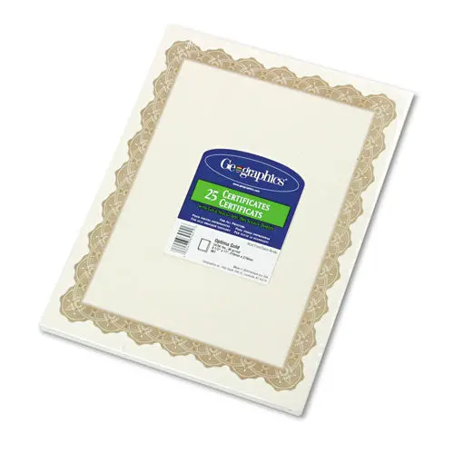Parchment Paper Certificates, 8-1-2 X 11, Optima Gold Border, 25-Pack 1