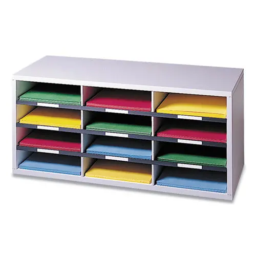 Particle Board Desktop Sorter, 12 Sections, 29 X 11 7-8 X 12 15-16, Dove Gray 1