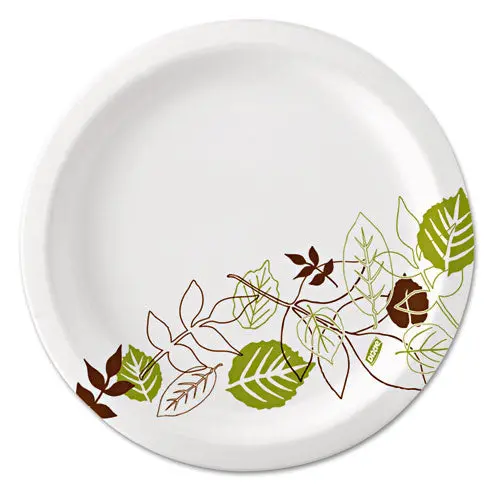 Pathways Soak-Proof Shield Mediumweight Paper Plates, 8 1-2", Grn-Burg, 125-Pk 1