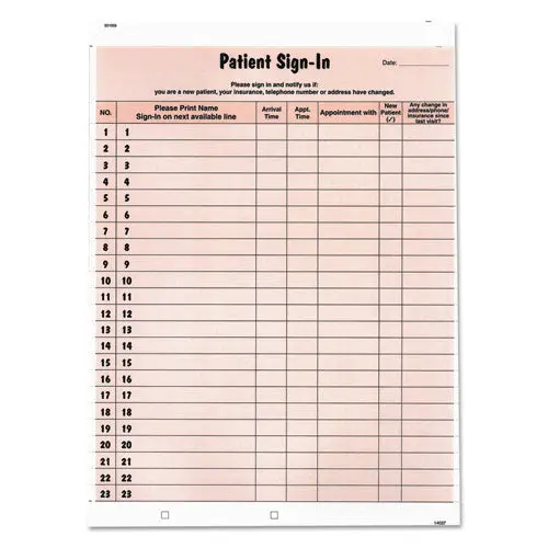 Patient Sign-In Label Forms, 8 1-2 X 11 5-8, 125 Sheets-Pack, Salmon 1