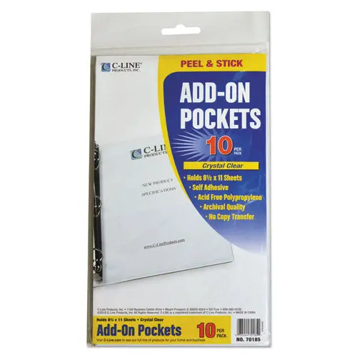 Peel And Stick Add-On Filing Pockets, 25", 11 X 8 1-2, 10-Pack 1