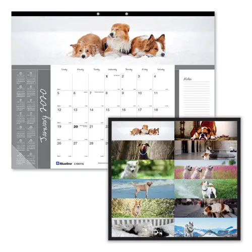 Pets Collection Monthly Desk Pad, 22 X 17, Puppies, 2021 1
