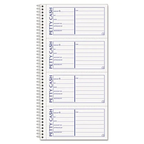 Petty Cash Receipt Book, 5 1-2 X 11, Two-Part Carbonless, 200 Sets-Book 1